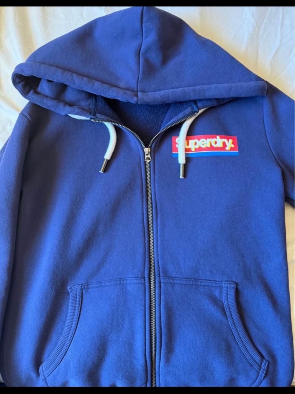 Superdry Kids Royal Blue Zip-Up Hoodie with Logo Patch